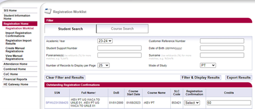 registration worklist