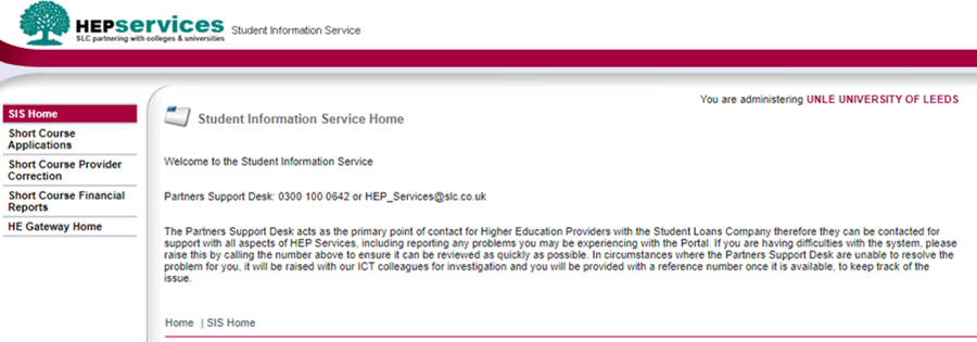 SIS short courses home page