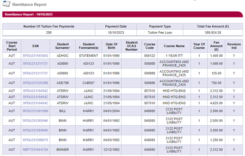 Tuition Fee Remittance Report 3