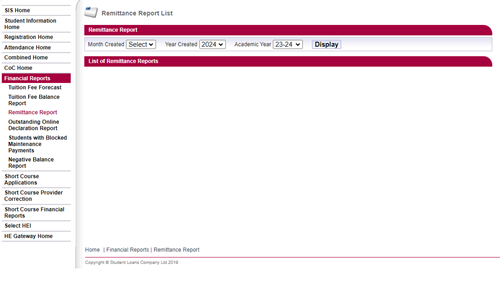 Tuition Fee Remittance Report