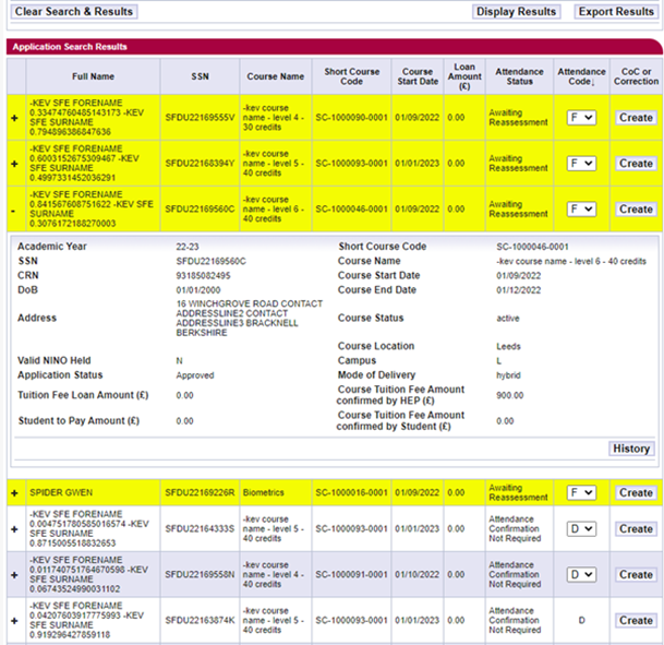 SIS short courses confirming attendance screenshot